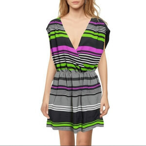 Anthropologie Petticoat Alley M Multicolor Striped A‎ Line Cap Sleeve Dress Boho